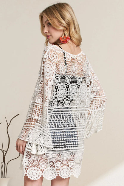 ADORA Front Lace Up Crochet Cover Up 
