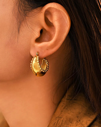 18K Gold-Plated Stainless Steel Huggie Earrings 