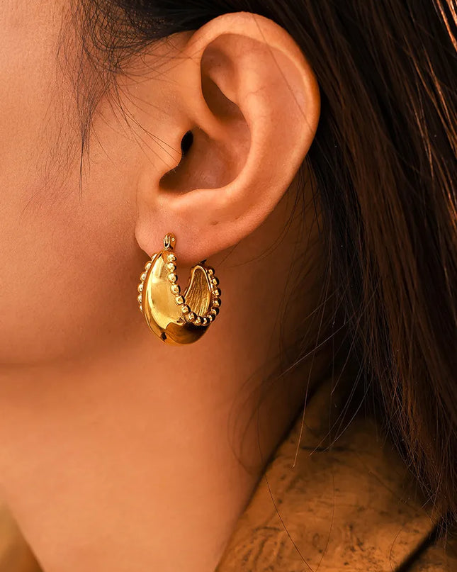 18K Gold-Plated Stainless Steel Huggie Earrings 