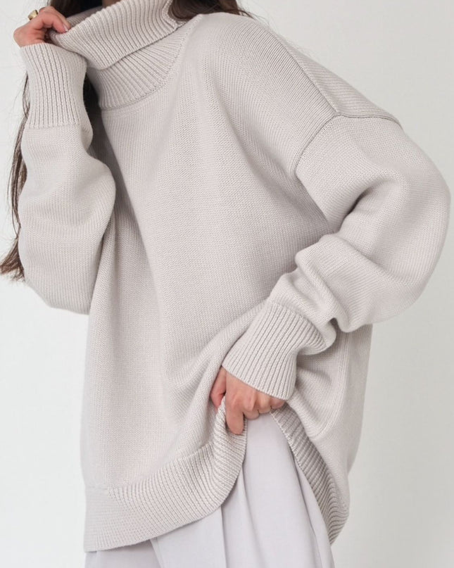 Turtle Neck Dropped Shoulder Sweater