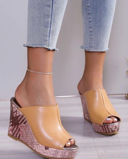 PU Leather High Heel Sandals Sherbet