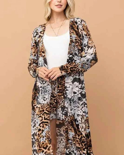 And The Why Animal Print Kimono and Shorts Set