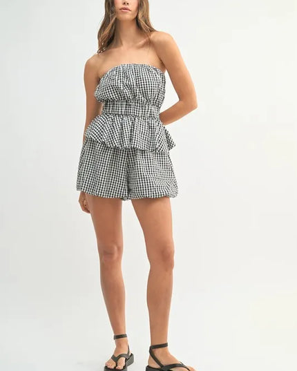 MABLE Gingham Tube Top and Shorts Set