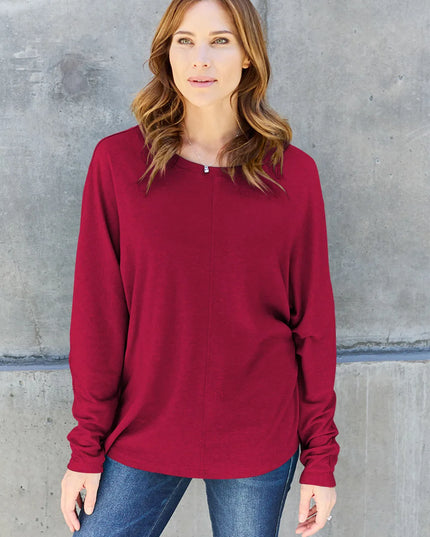 Double Take Full Size Round Neck Long Sleeve T-Shirt