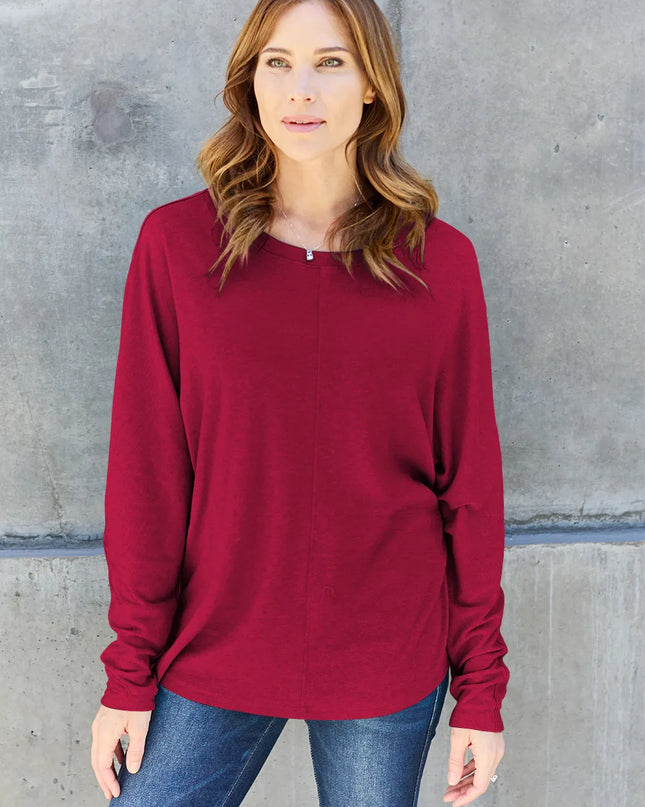 Double Take Full Size Round Neck Long Sleeve T-Shirt