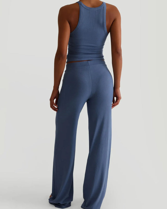 Ribbed Tank and High-Waisted Pants Active Set