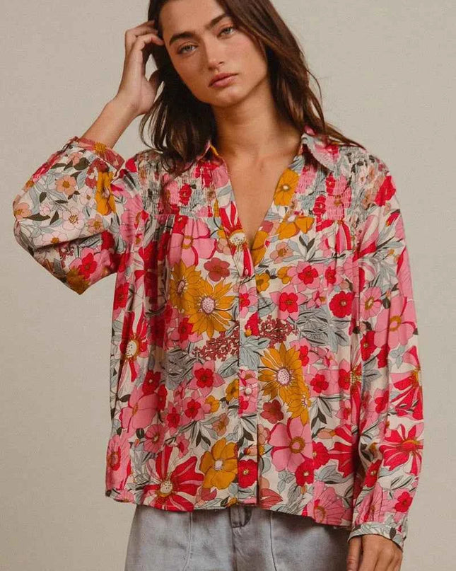 BiBi Woven Floral Printed Shirt Top