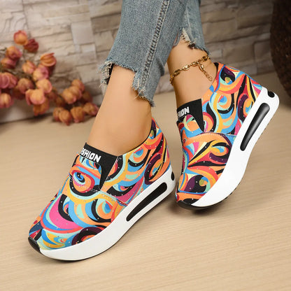 Colorful Abstract Pattern Platform Sneakers
