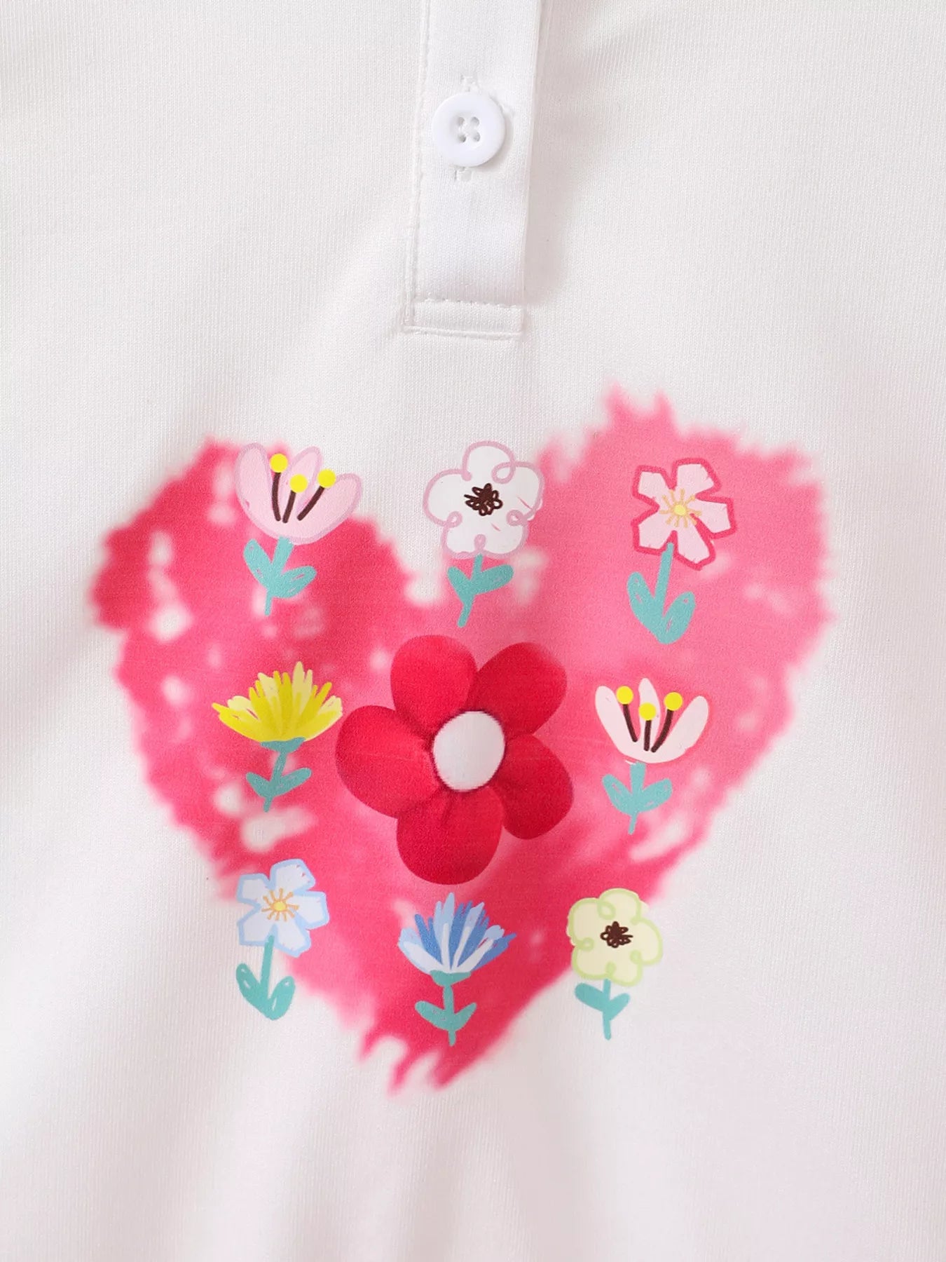 Children's Floral Heart Graphic Buttoned Hoodie