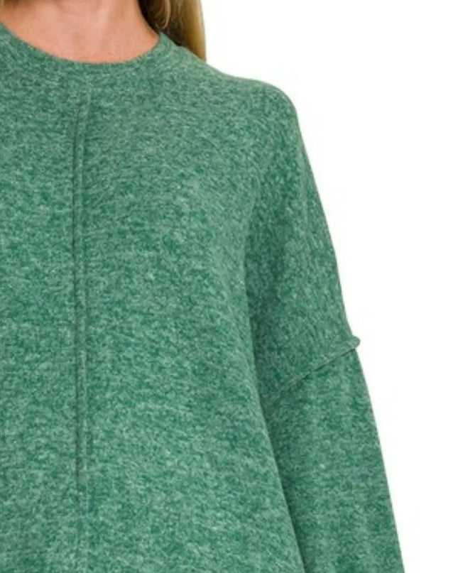 Zenana Brushed Melange Hacci Oversized Sweater