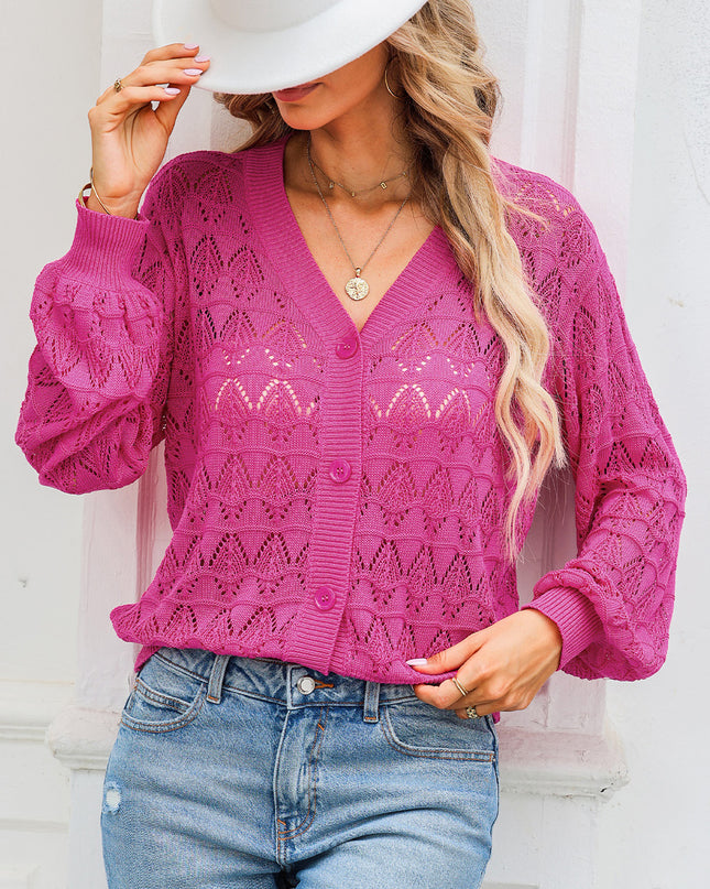Openwork V-Neck Cardigan