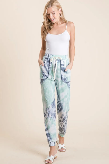 BiBi Tie Dye French Terry Casual Sweat Pants