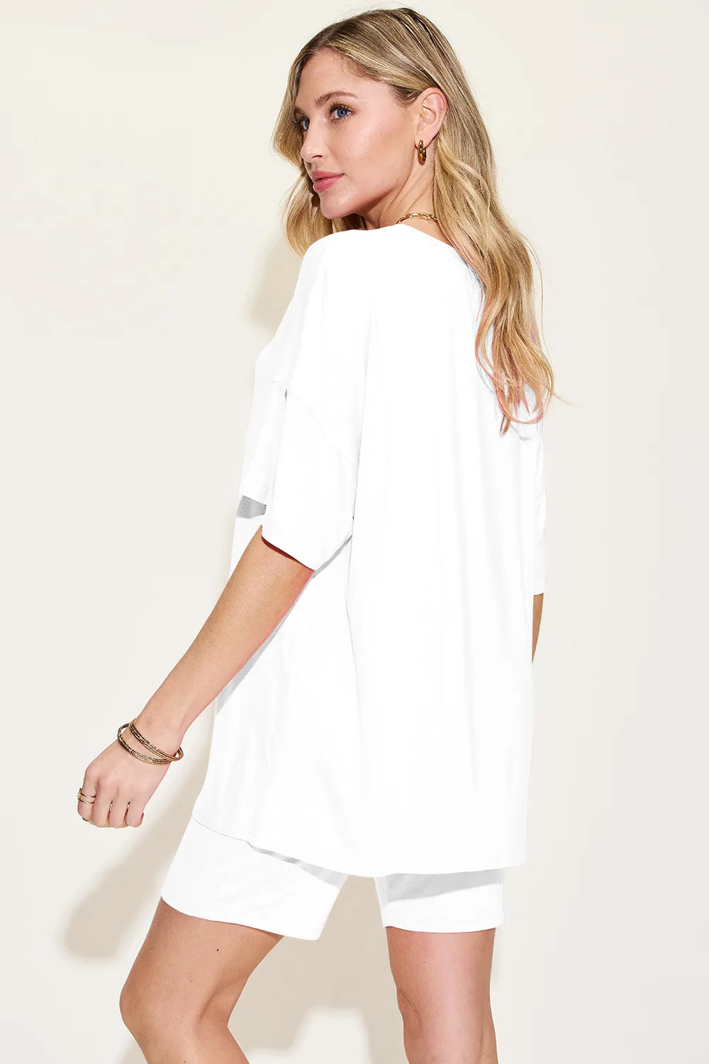 Basic Bae Bamboo Full Size V-Neck Drop Shoulder T-Shirt and Shorts Set