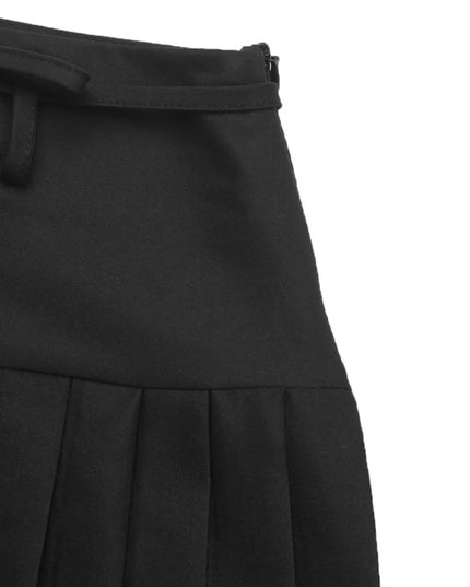 Tied Pleated Mini Skirt