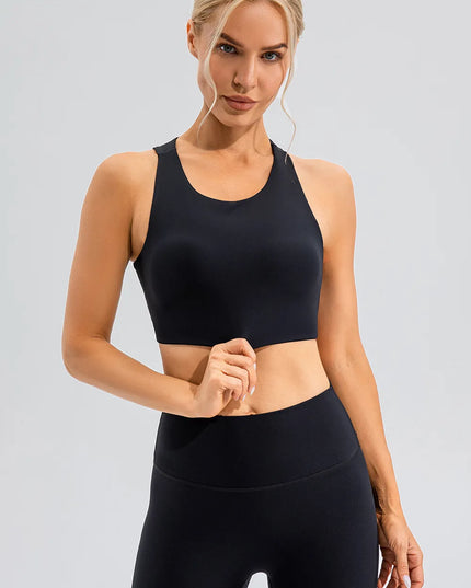Round Neck Cutout Cropped Active Tank 