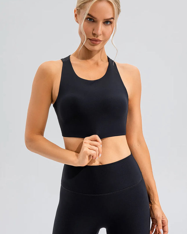 Round Neck Cutout Cropped Active Tank 