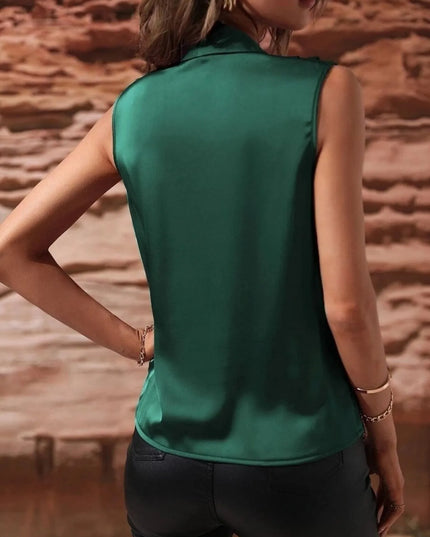 Sleeveless Wrap Draped Blouse
