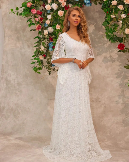 Lace V-Neck Floor length Dress 