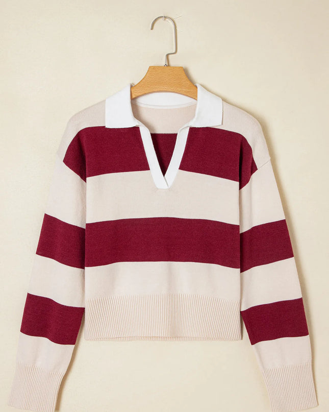 Color Block Long Sleeve Knit Top