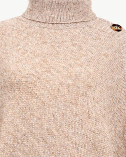 Turtleneck Buttoned Poncho