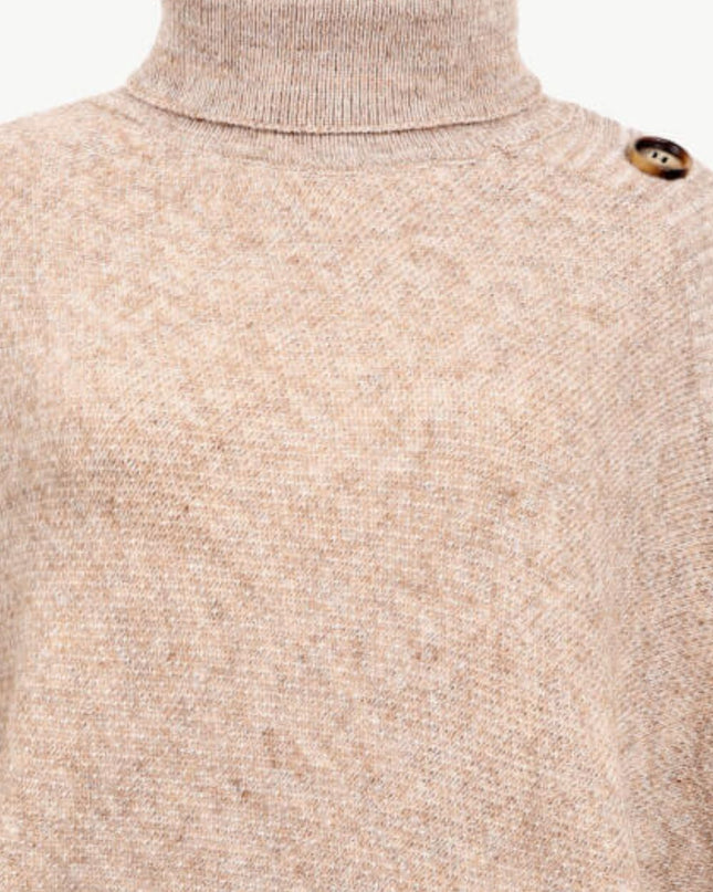 Turtleneck Buttoned Poncho
