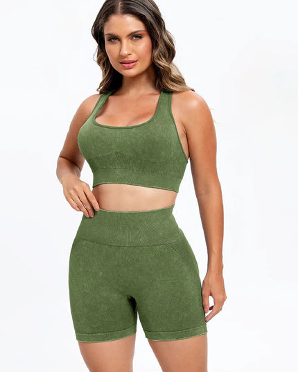 Scoop Neck Wide Strap Top and Shorts Active Set 