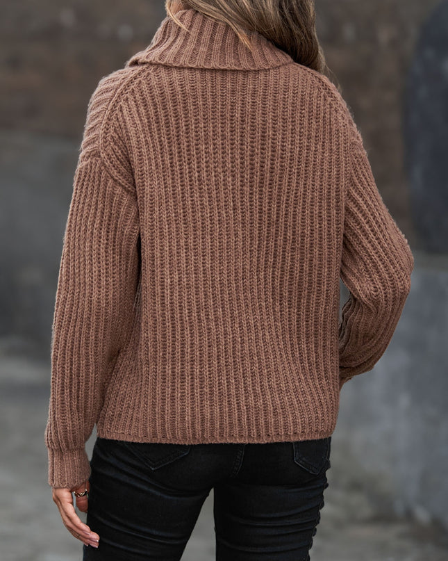Turtleneck Rib-Knit Sweater