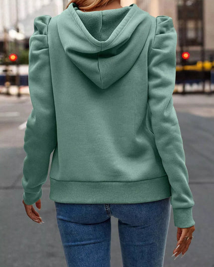 Puff Sleeve Hoodie with Drawstring