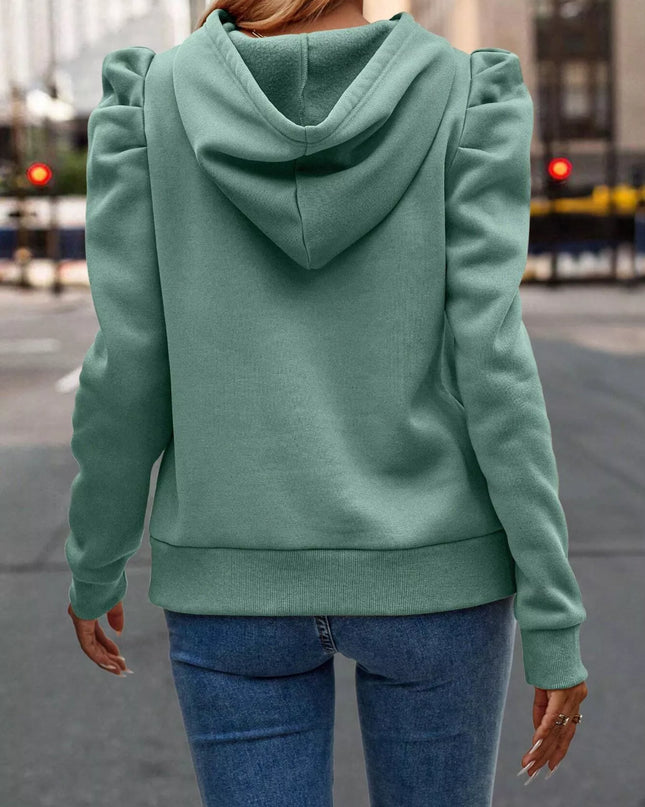 Puff Sleeve Hoodie with Drawstring