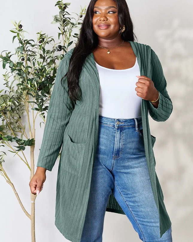 Basic Bae Full Size Hooded Sweater Cardigan