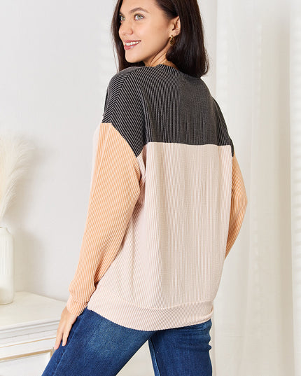 Double Take Color Block Dropped Shoulder T-Shirt