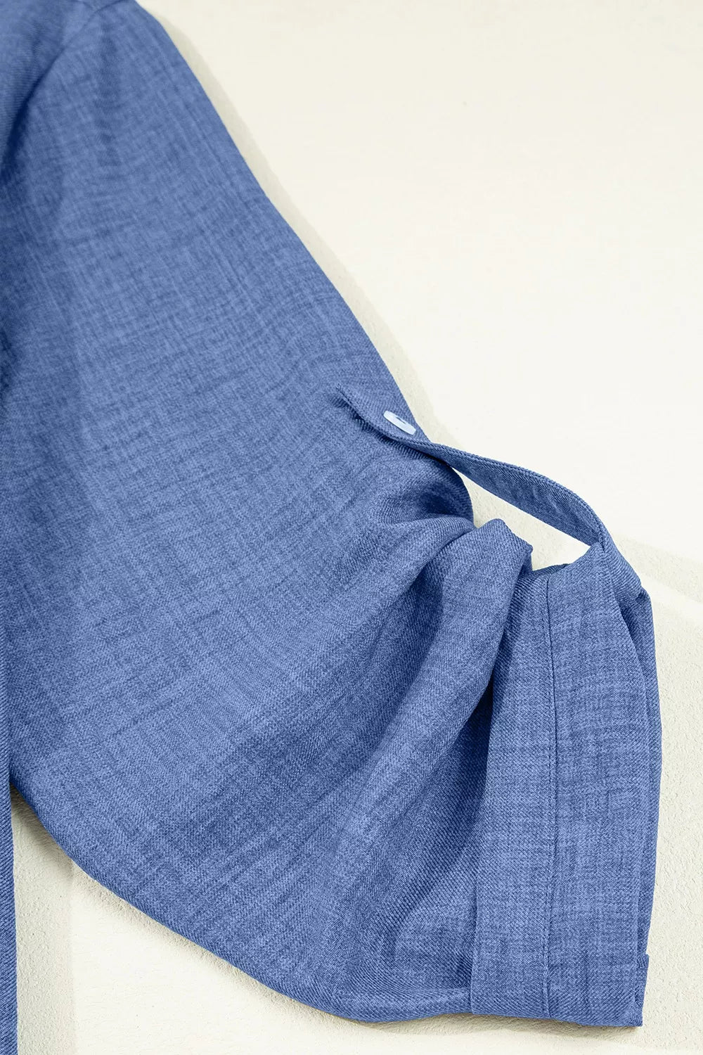 Casual Roll-Up Sleeve Notched Blouse