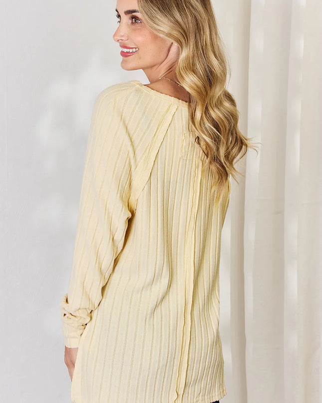 Basic Bae Full Size Ribbed Round Neck Slit T-Shirt