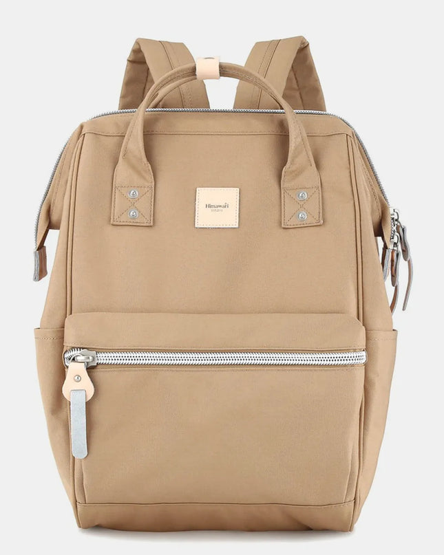 Himawari Water Resistant Canvas Backpack Bag with Side Pockets Camel One Size