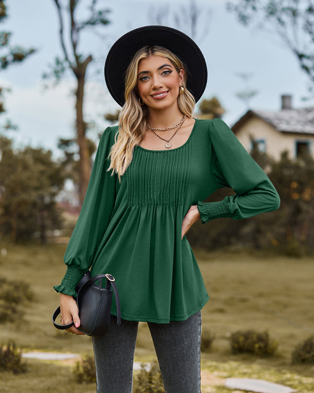 Puff Sleeve Pleated Blouse
