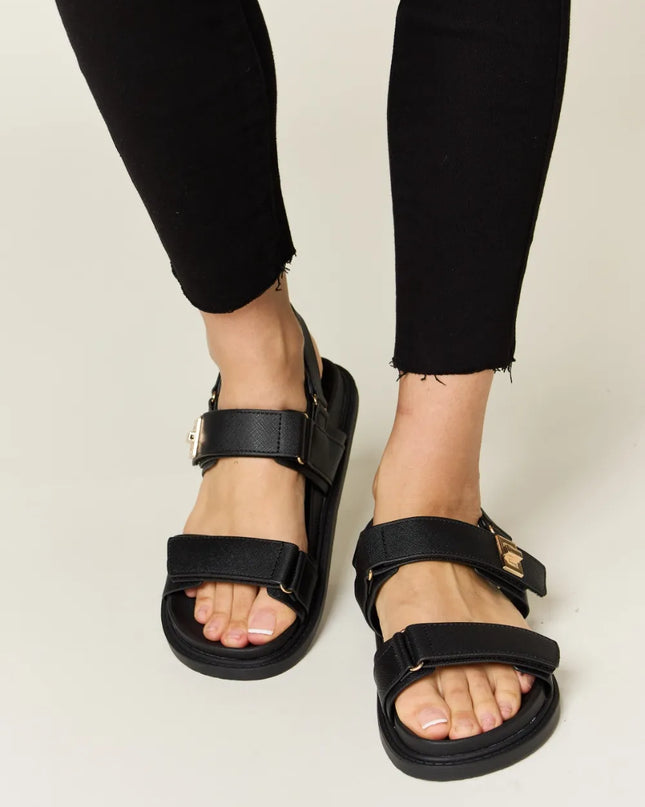 WILD DIVA Velcro Double Strap Slingback Sandals 