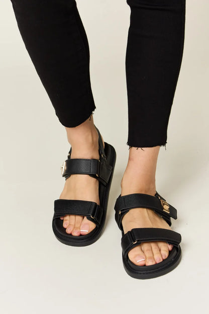 WILD DIVA Velcro Double Strap Slingback Sandals 