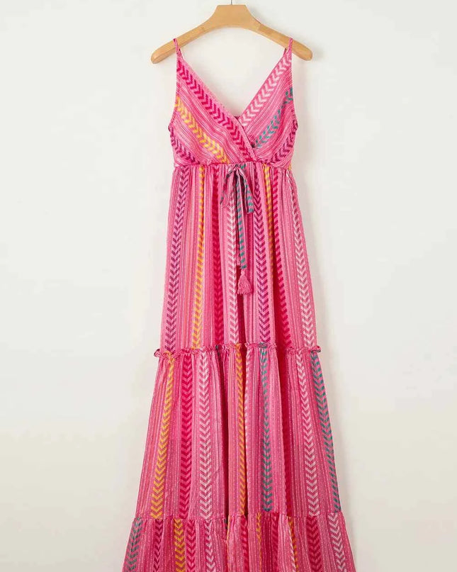 Printed Surplice Maxi Cami Dress