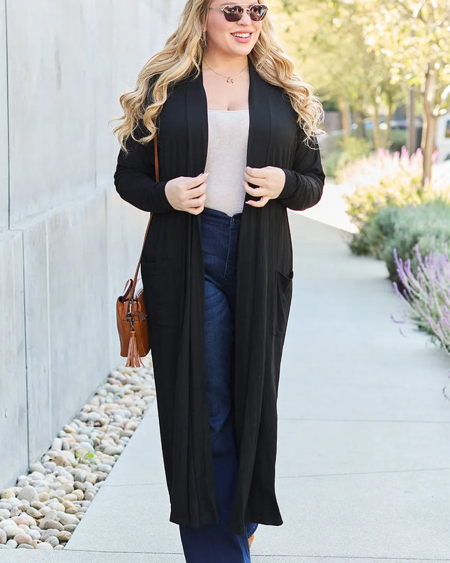 Basic Bae Full Size Open Front Long Sleeve Cover Up