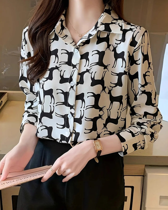 Printed Button-Up Long Sleeve Shirt Multicolor