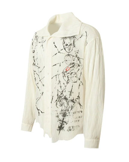 Men's Abstract Print Button-Up Shirt