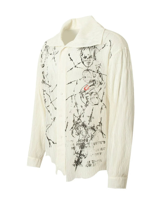 Men's Abstract Print Button-Up Shirt