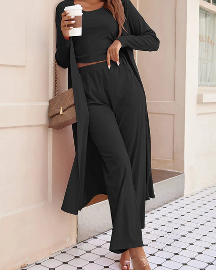 Drawstring Tank, Long Sleeve Cover Up and Pants Set