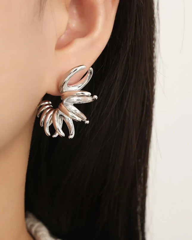 Titanium Steel Irregular Shape Earrings Silver One Size