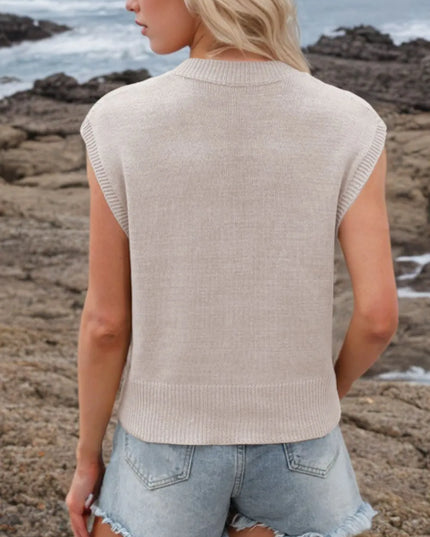 Ribbed Hem V-Neck Sweater Vest