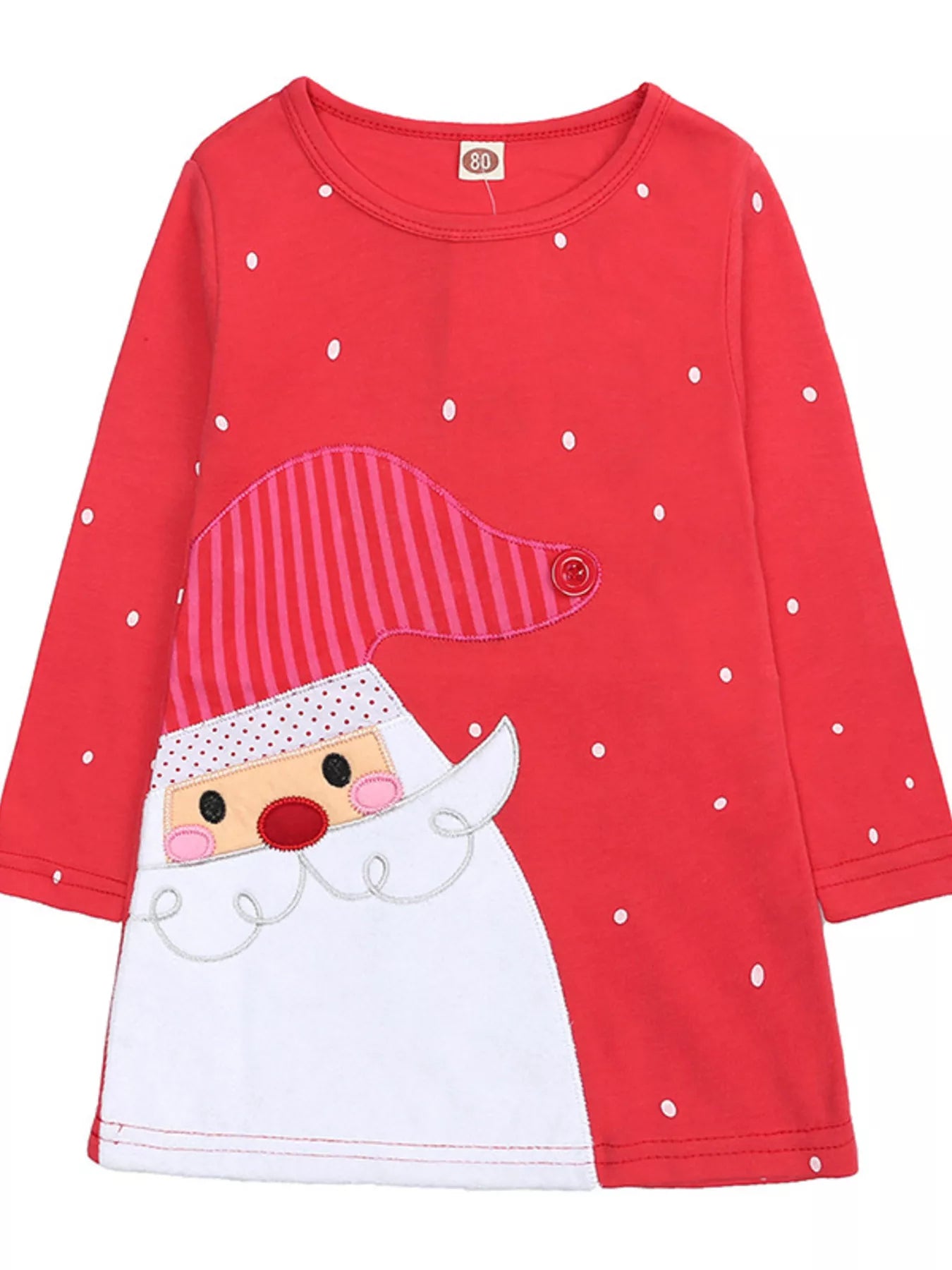 Children's Christmas Santa Long Sleeve Dress Red