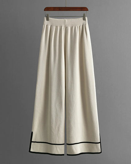 High-Low Round Neck Top and Pants Sweater Set