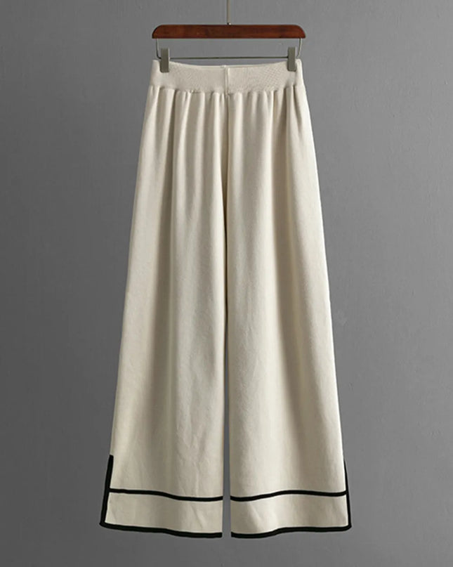 High-Low Round Neck Top and Pants Sweater Set