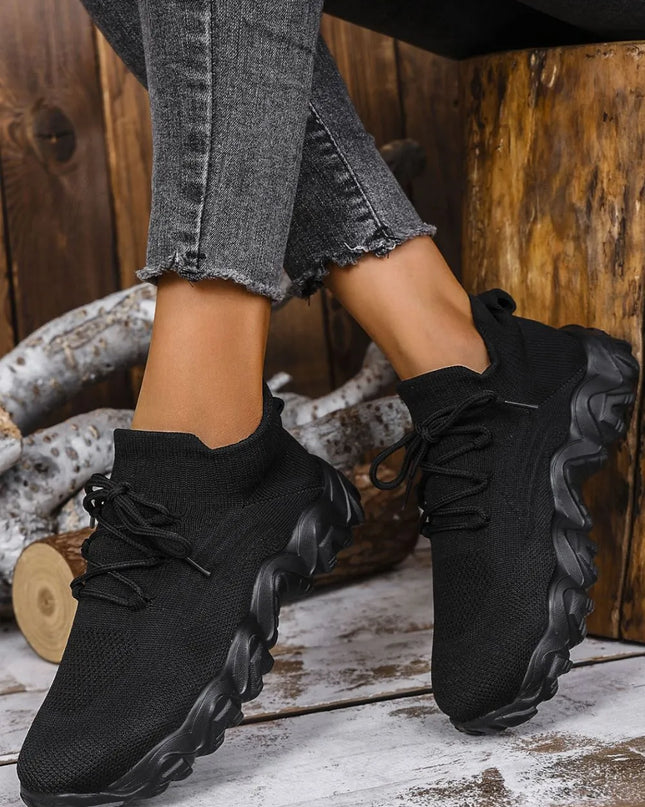 Mesh Lace-Up Round Toe Athletic 