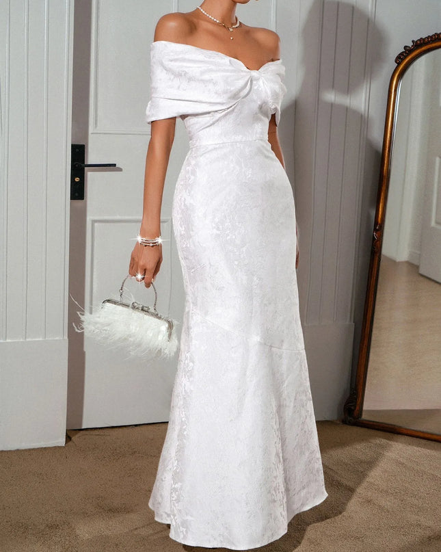 Bow Off-Shoulder Maxi Dress